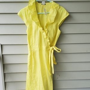 Yellow Linen Wrap Dress from J Crew